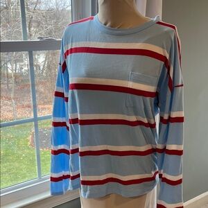 J. Crew Blue and Red Striped Long Sleeve Tee